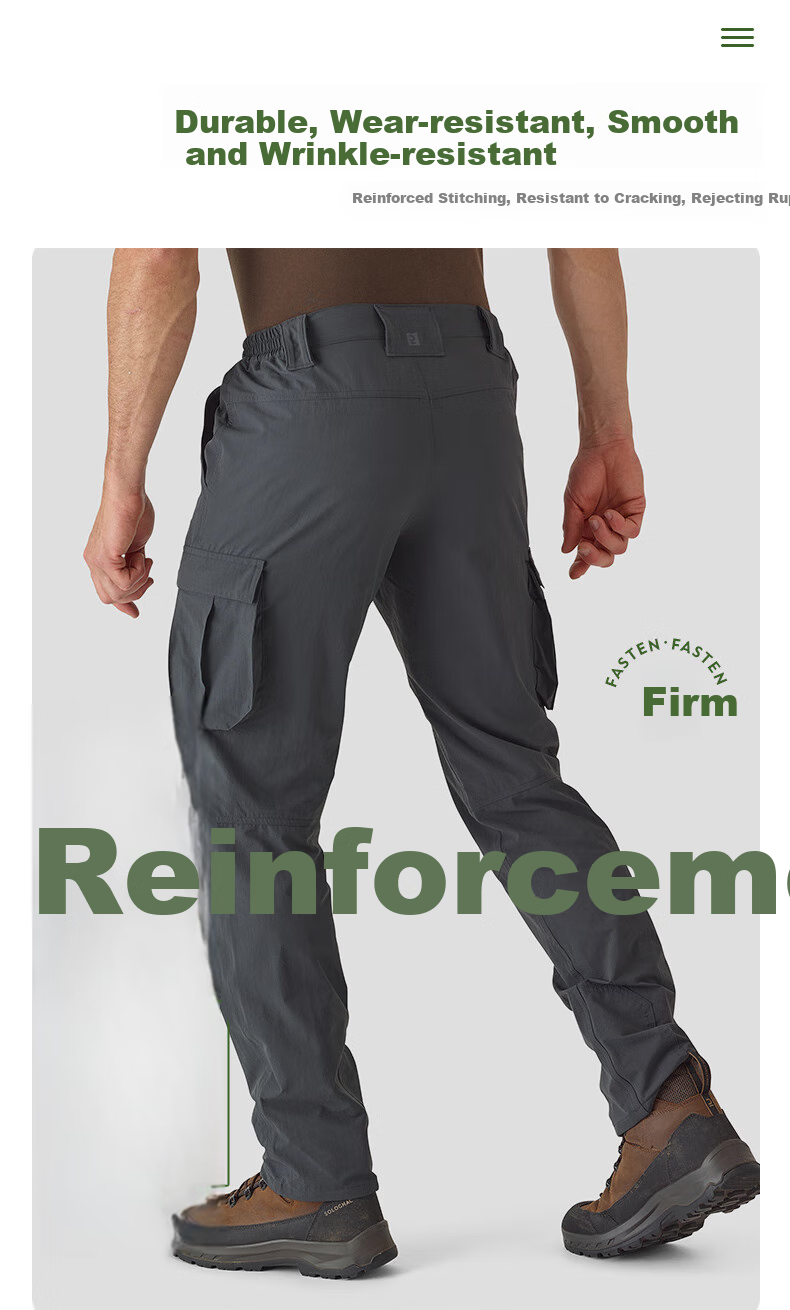 DECATHLON Elastic Quick-Dry Pants for Men, Outdoor Hiking Trousers, Climbing Pants, Sports Long Pants, Gray-Green Color, Size S-2747127 6