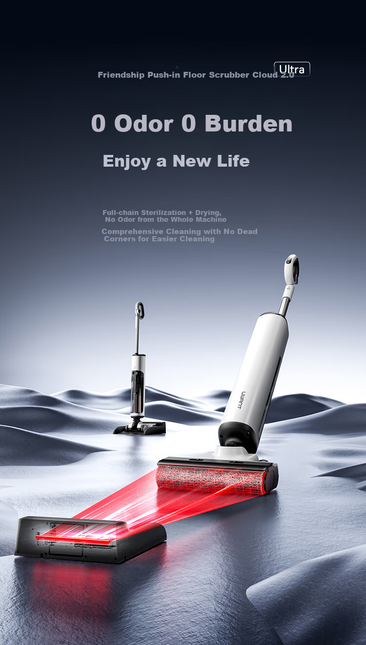 UWANT Cloud 2.0 Ultra Floor Scrubber [23kPa Hurricane Suction, No Odor, No Hair Entanglement] Ultra-Thin Flat Mop, All-In Cleaning And Mopping Automatic Self-Cleaning 1