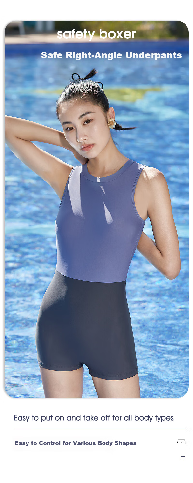 PULASSI Women's Swimsuit, Professional One-Piece Boyleg Conservative Swimwear, Competitive Racing Swimsuit, Smoke Blue, Size L 1