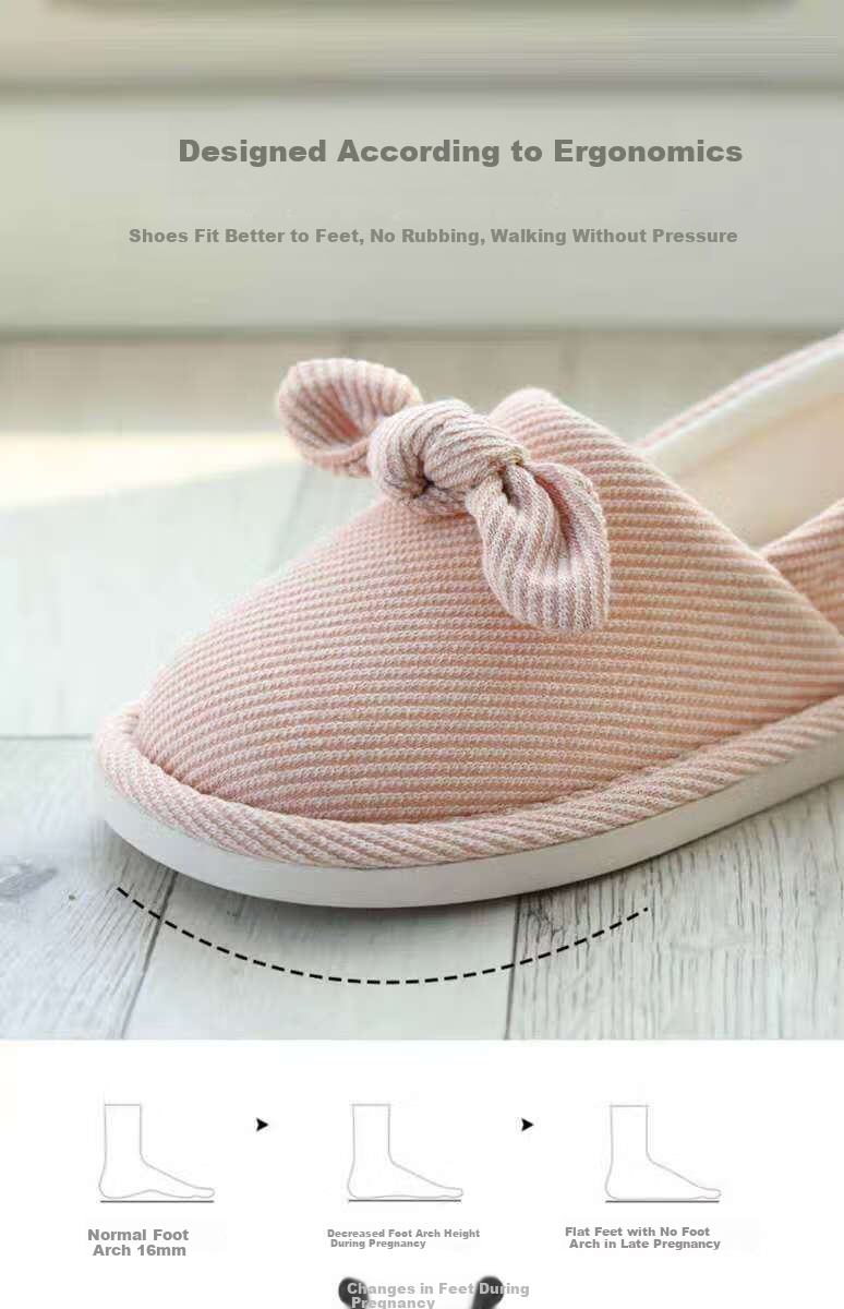 GUOLUOFEI Postpartum Soft-Soled Shoes, Spring And Summer Maternity Slippers with Heel, Butterfly Cotton Slippers for New Mothers at Home, Pink, Size 42-43 5