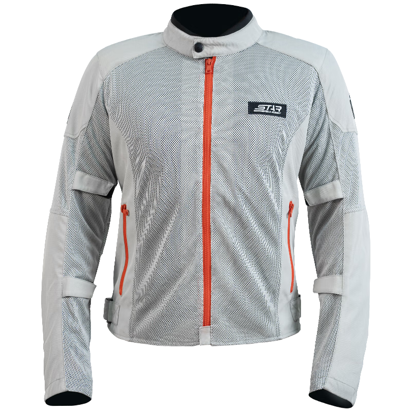 STAR FIELD KNIGHT Motorcycle Riding Jacket for Men, Summer Mesh Breathable Outdoor Motorbike Anti-Fall Top, Gray, Size 5XL