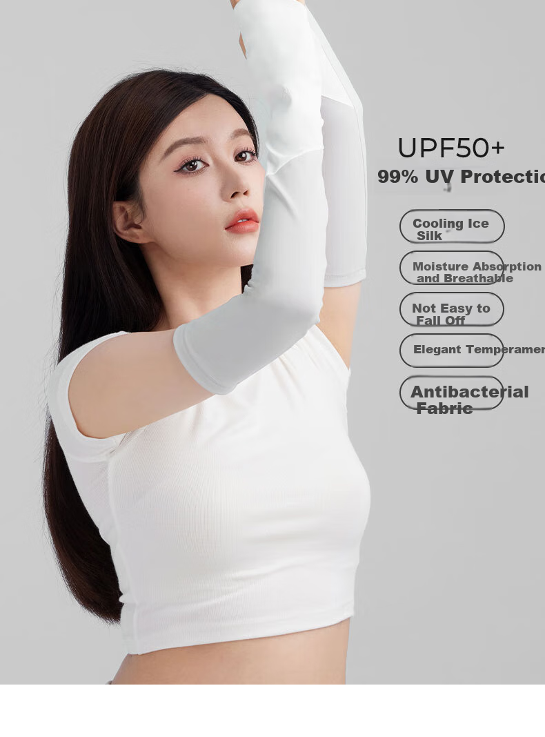 Obsu Color Block Sun Protection Arm Sleeves, Dark Gray with Silver Contrast, Sun Protection Arm Sleeves 2