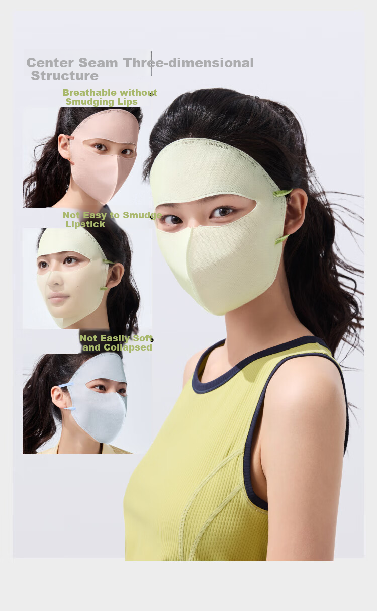 Beneunder Daily Disposable Sun Protection Face Mask for Women, Full Face UV Protection Mask, Twilight Black (X7) UV221 8