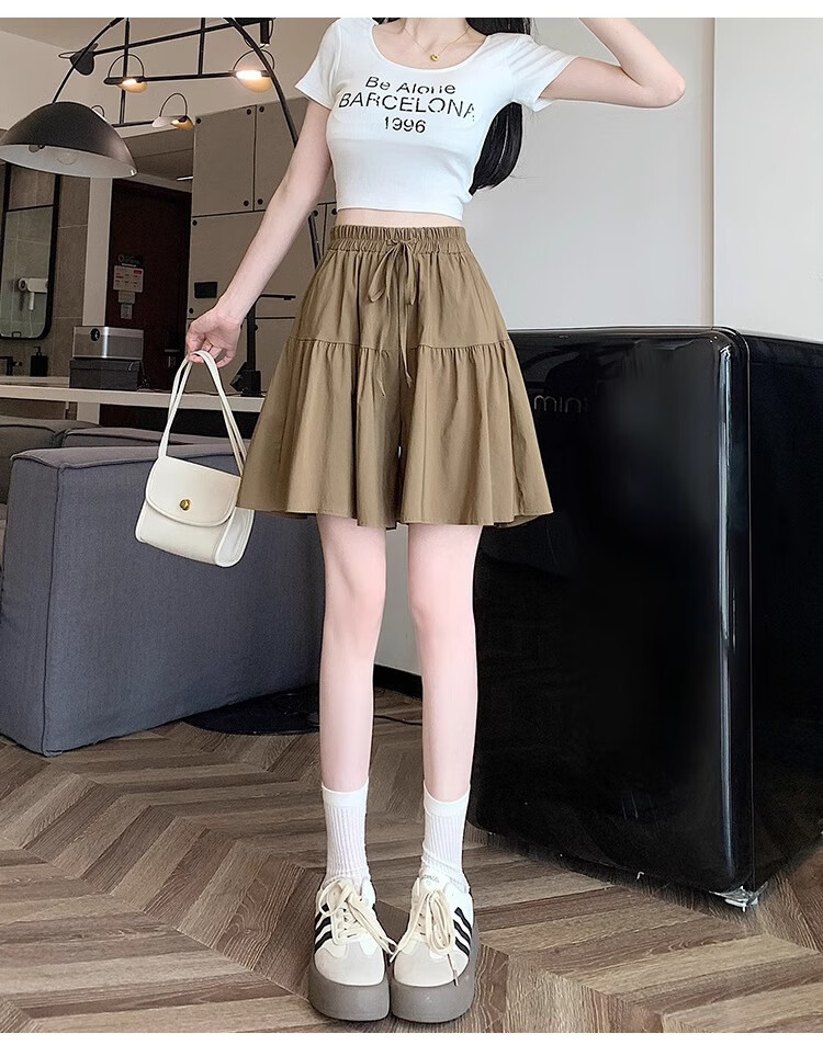 LangSha Women's Japanese-Style Design Casual Skort Shorts, Summer Lightweight High-Waisted Slimming Shorts for Petite Figures 16