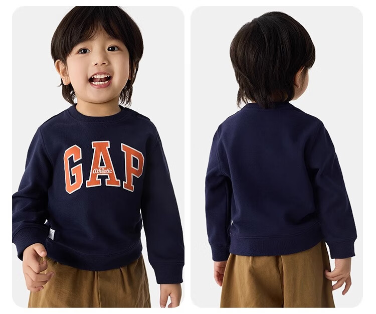 GAP [Same Style for Older And Younger Kids] Boys And Girls Spring Logo Contrast Color Long-Sleeve Sweatshirt 687330 4
