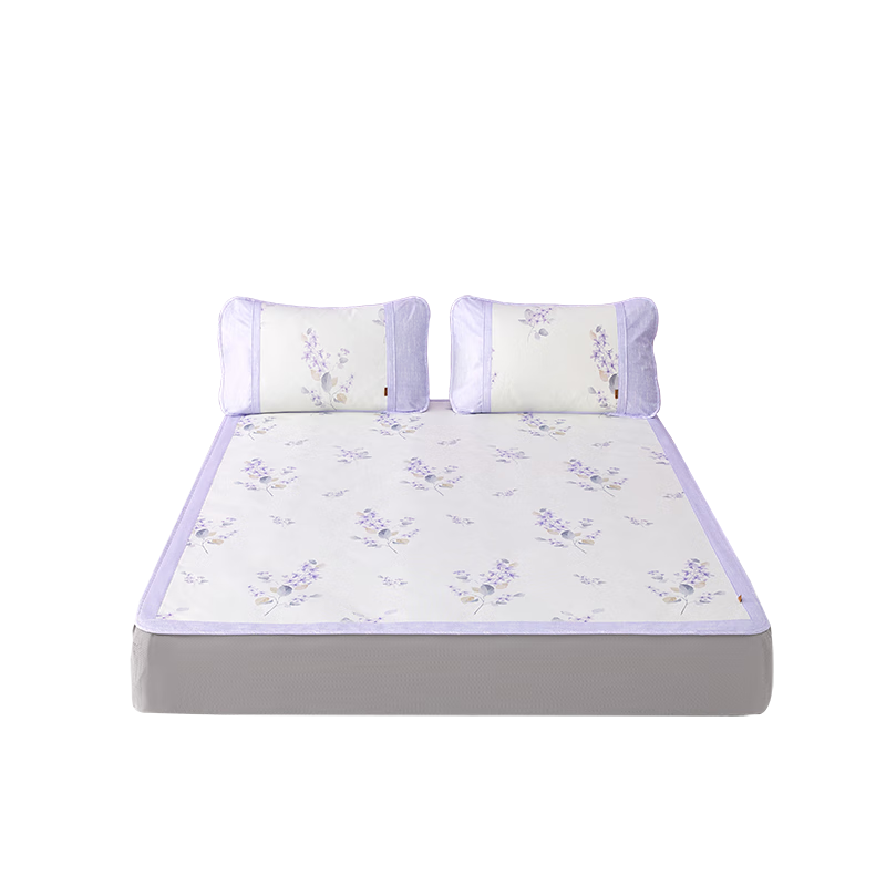 BEYOND Home Textiles Ice Silk Bedding Set of Three Pieces, Antibacterial Summer Cooling Mat Air Conditioning Mat Fitted Sheet 1.8 Meters [Washable]