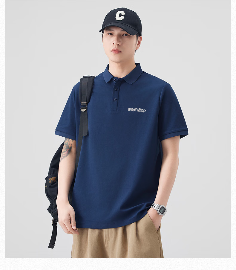 MMOPTOP Father's Day American Print Ice Silk Polo Shirt T-Shirt Men's Summer Business Casual Short Sleeve MP15 Black M 8