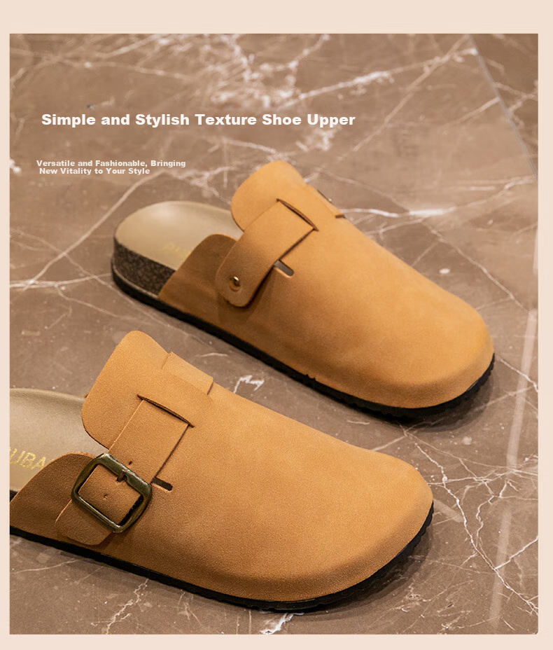 Taxiang Baotou Birkenstock-Style Women's Faux Leather Slip-On Mules, Versatile Outdoor Wear, TQ671, Apricot Color, Size 36/37 17