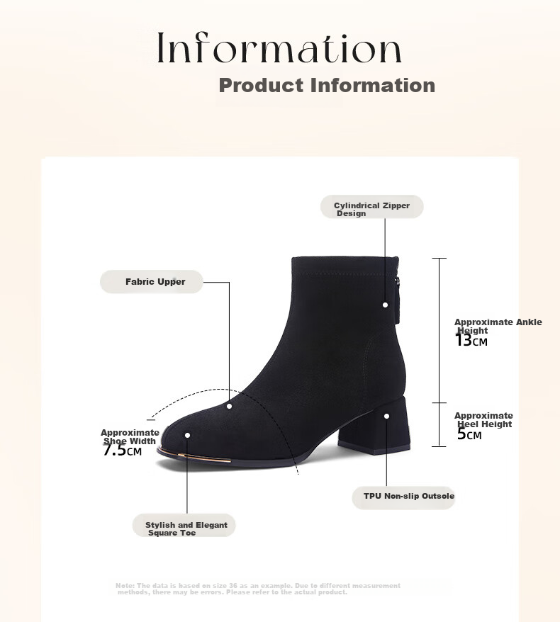 DAPHNE Women's Ankle Boots, Autumn French High Heel Slim Boots, Black Retro Suede Boots, Black, Size 35 3
