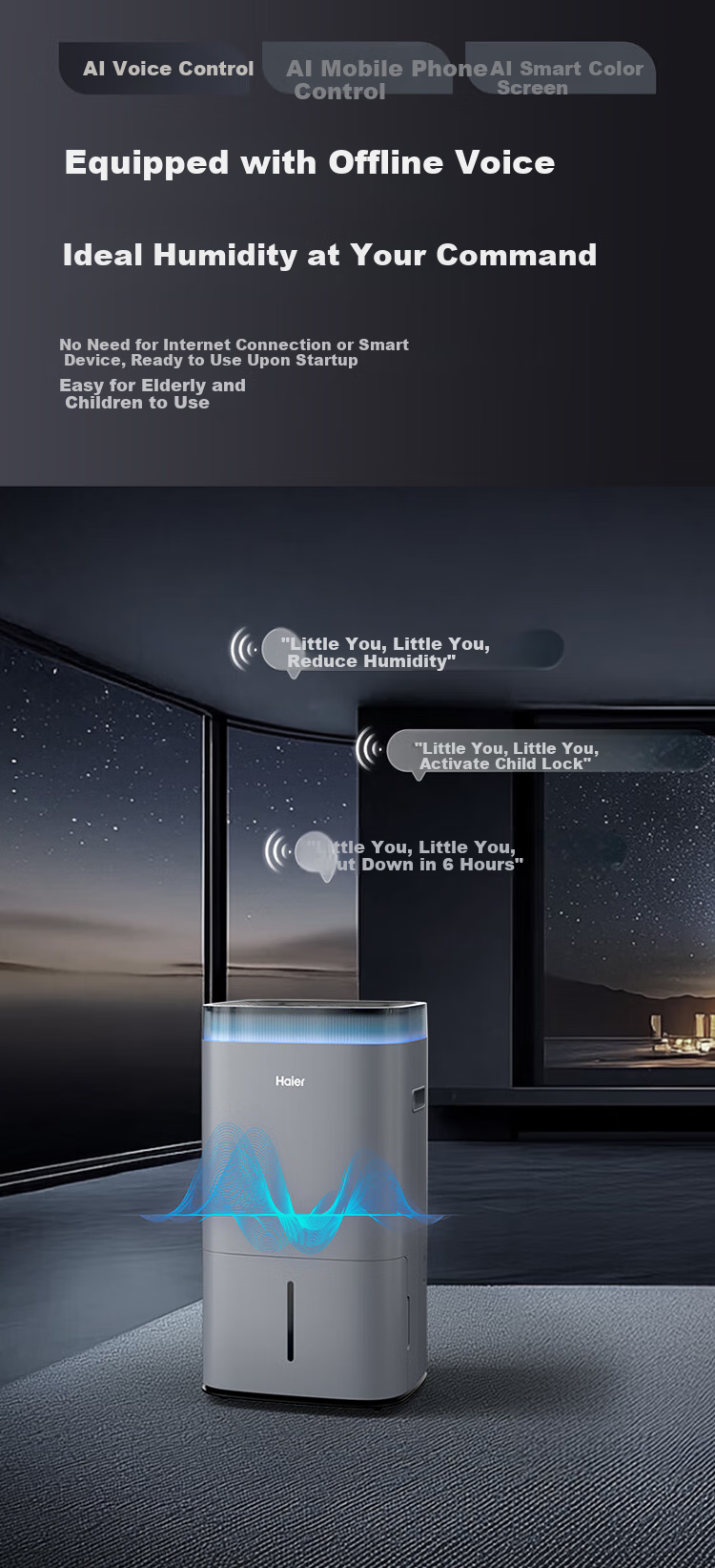 Haier Smart Dual-Frequency Dehumidifier [Xiaohonghua Set] Dual-Frequency Energy-Saving Low-Noise + Air Purification Moisture Absorption Clothes Drying Dehumidifying And Purification All-In Hu Nan Tian CF60-BJ1U1 8