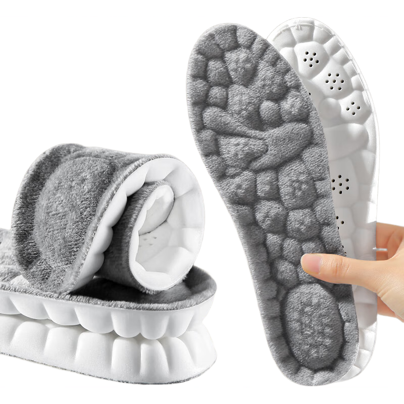 Nanjiren Warm Insoles for Men And Women, Thickened And Fleece-Lined Cotton, Winter Sports Shock-Absorbing Soft Bouncy Squishy Feeling Basketball Running 37-38