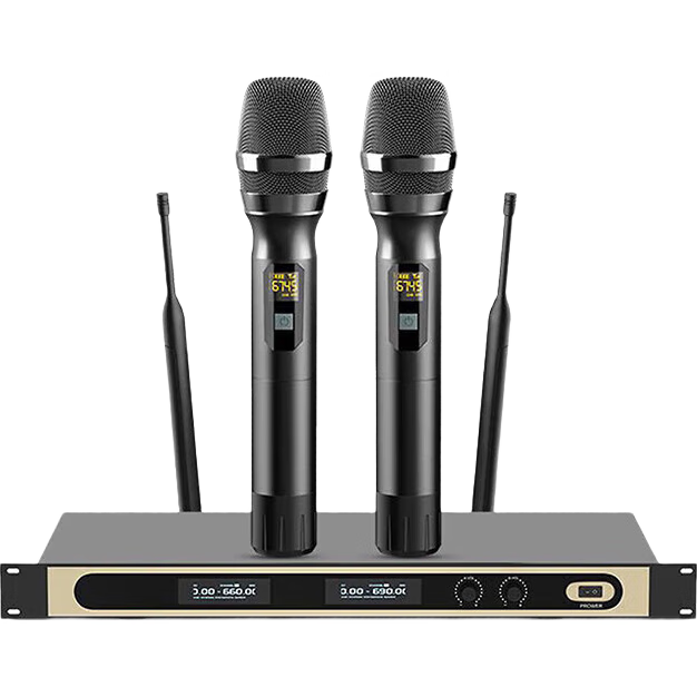 SANSUI V79 Professional Wireless Microphone System, Dual-Channel UHF KTV Singing, Speech, Stage, Conference Speaker, Amplifier, Metal, Adjustable Frequency