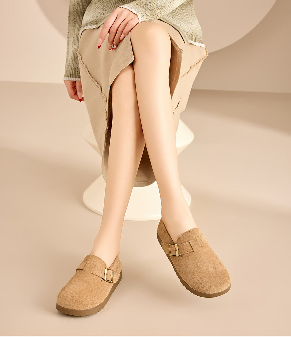 LA CHAPELLE Women's Birkenstock Slip-On Casual Shoes Thick Sole Sneakers SLX135 Sand Color Size 37 9