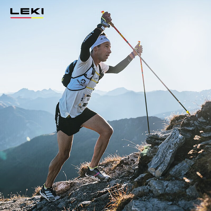 LEKI Champion Cross-Country Poles Outdoor Hiking Mountaineering Poles Internal Lock Carbon Fiber Folding Z Poles 115cm (Pair)