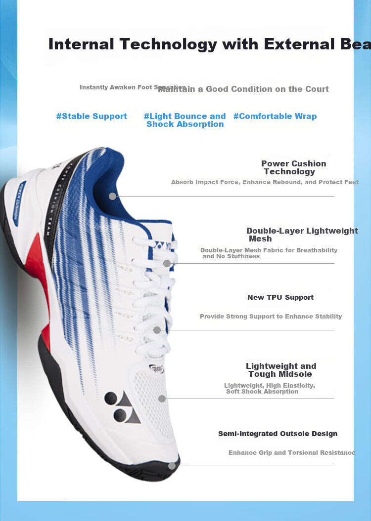 YONEX Tennis Shoes, Non-Slip Shock-Absorbing Professional Competition Training Sports Shoes SHTTWGCEX White/red 40 2