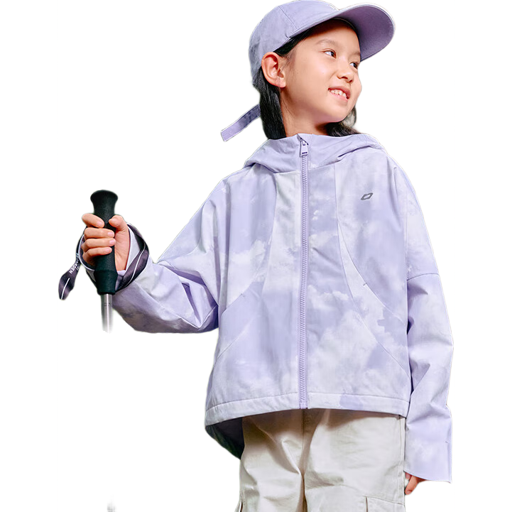 BALABALA Girls' Outerwear Children's Jacket Spring 2025 All-Over Print Waterproof Hooded Casual Wear for Older Kids 208125105002