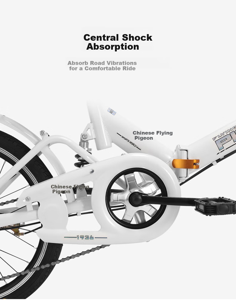 FG FLYING PIGEON Folding Bicycle, 20-Inch, Non-Gear Shifting, for Men And Women, Adults, Students, Teenagers, Children, Urban Leisure Bike 4