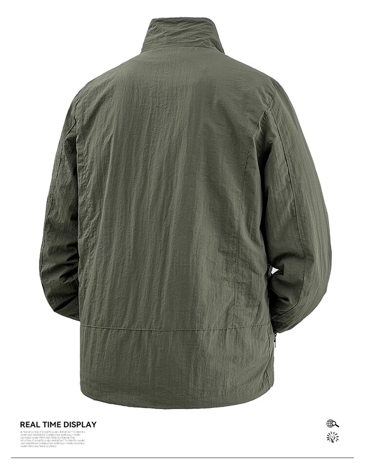VANCAMEL Casual Jacket for Men, Autumn Outdoor Windproof And Waterproof Coat, Loose-Fitting Stand Collar Trendy Outerwear, Black, XL 6