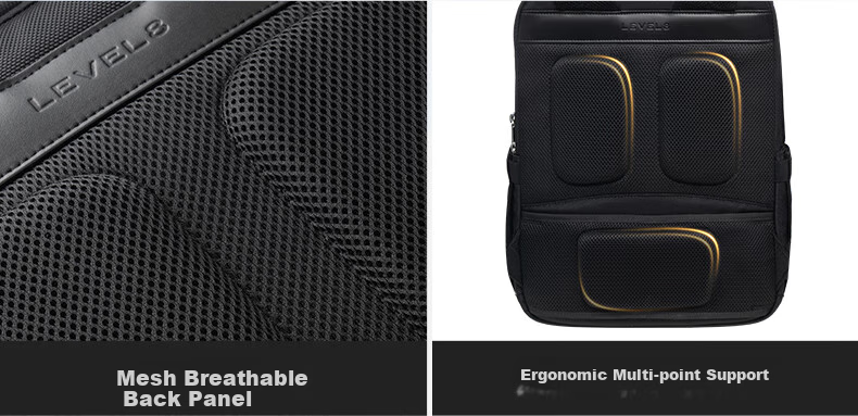 LEVEL8 Laptop Backpack, Explorer Series, Unisex Business Commute Travel Fashion Casual Large Capacity Backpack, Black 10