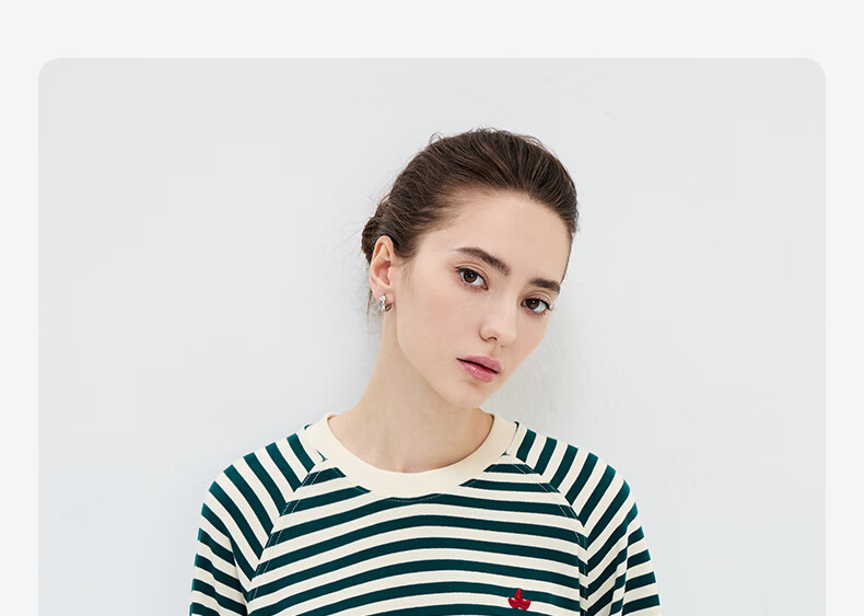 Navikail Italian Small Sailboat Women's Cotton Loose Long Sleeve Sweatshirt Striped Crew Neck T-Shirt 2315005501 Red White L 20
