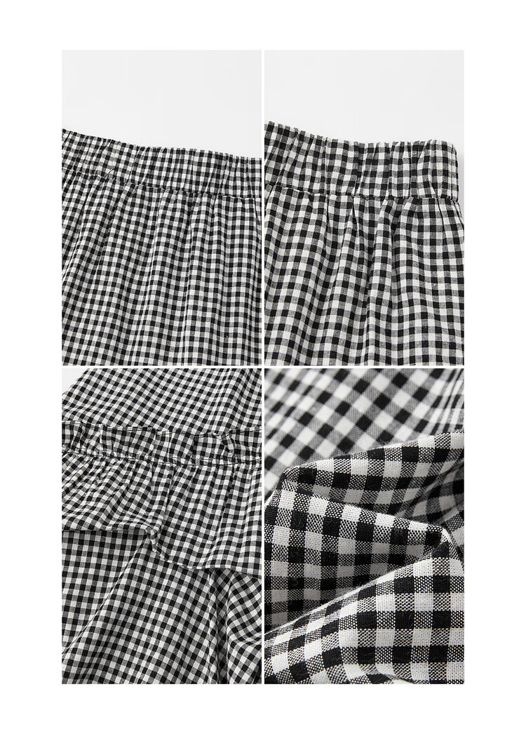 Dme [Fresh Cloud Cotton] Spring Vintage Floral Bud Ruffle Elastic Waist A-Line Plaid Midi Skirt for Wome 7
