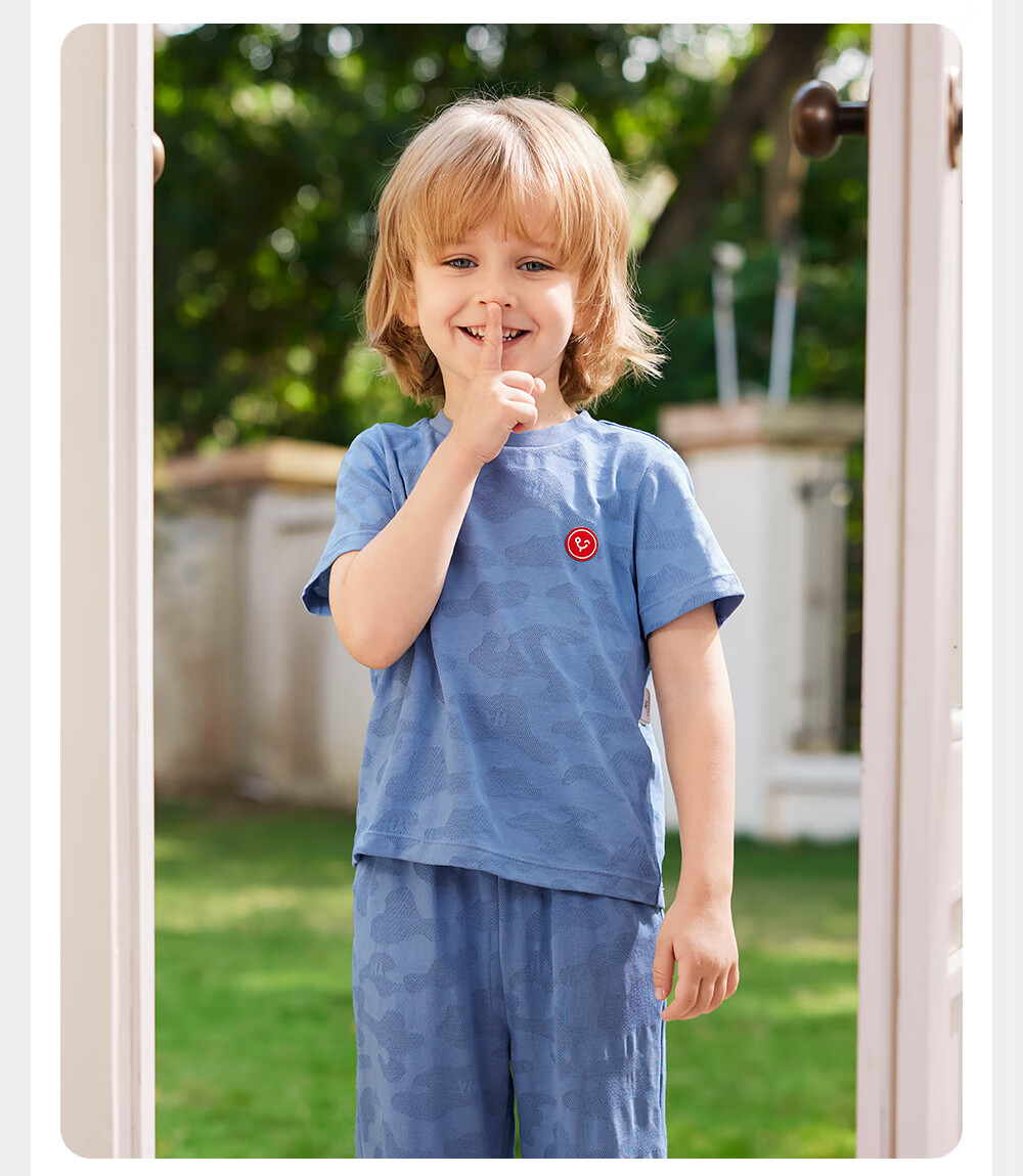 YEEHOO Children's Loungewear, Summer Breathable, Boys And Girls Mosquito-Proof Home Wear Set, Pajamas And Sleep Pants 7