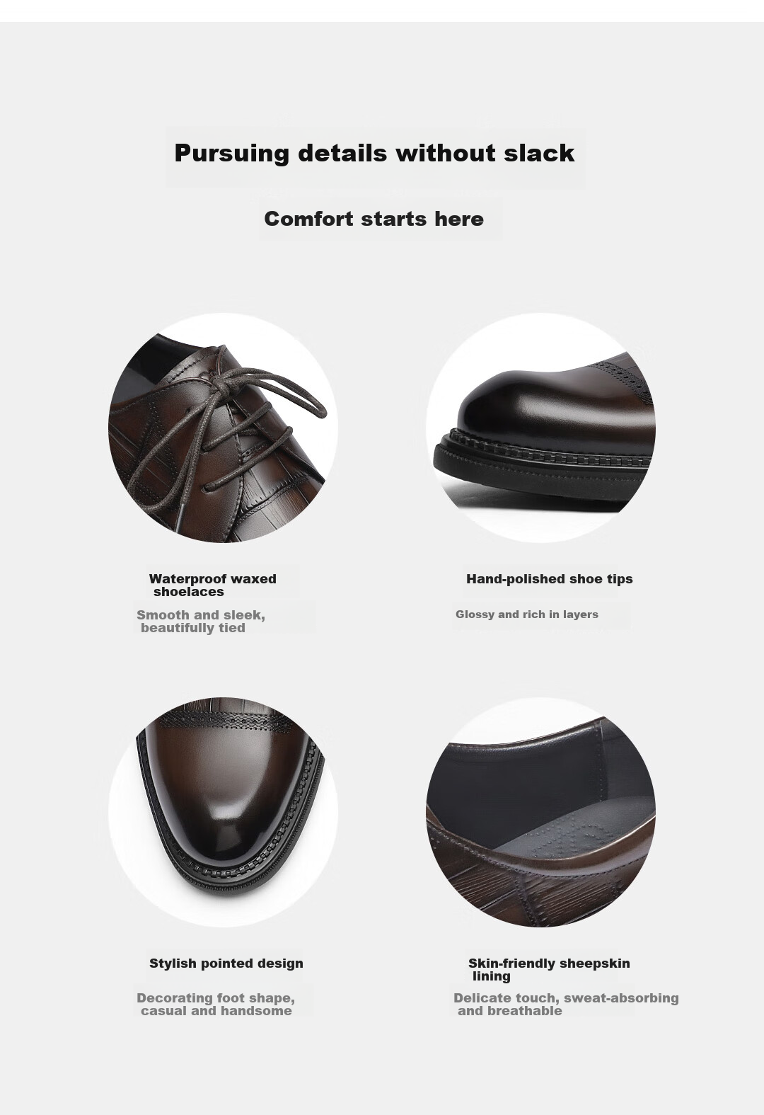 VOLO Rhinoceros Business Formal Leather Shoes, British Style Derby Shoes, Men's Casual Shoes, Black, Size 42 9