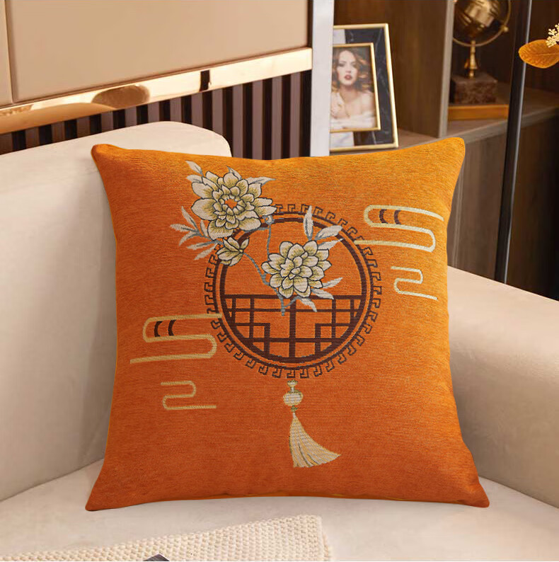 Hengyuanxiang Solid Color Embroidered Pillow Cover, Office Car Home Use Cushion Cover, Nap Pillow Cover, 45x45cm 2