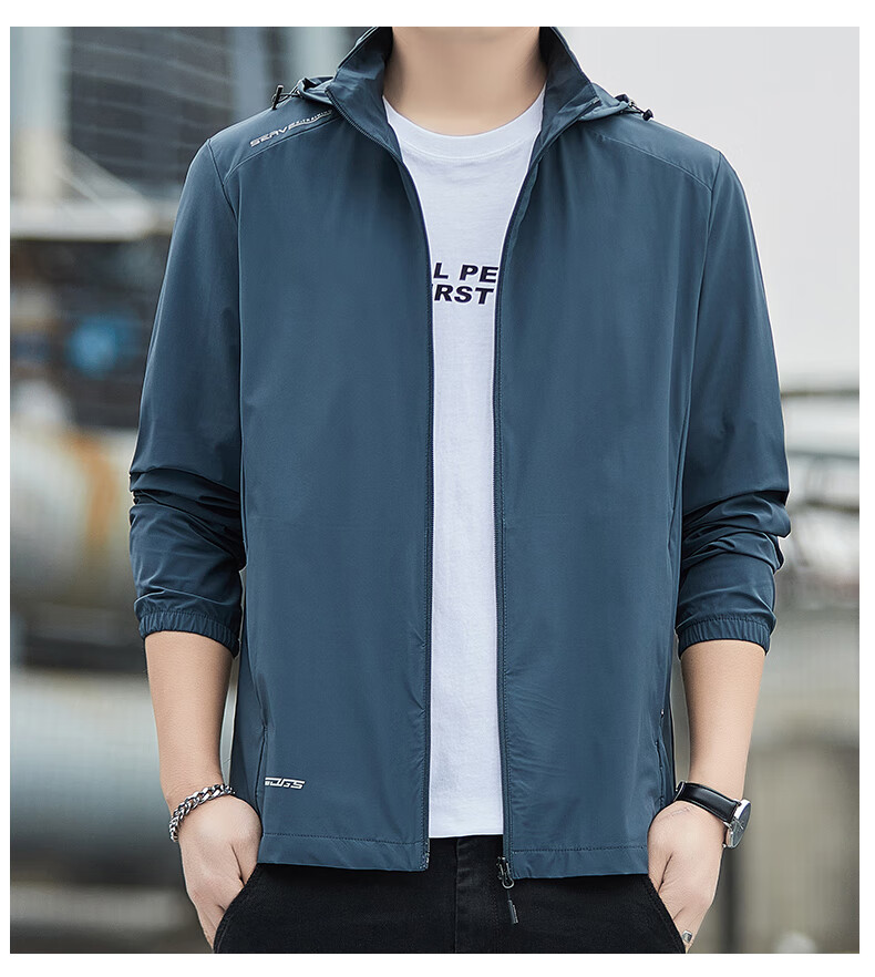 Romon Men's Sunscreen Jacket Summer Ice Silk Quick-Dry Lightweight Breathable Casual Outdoor UV Protection Coat 5368 Green Gray 5XL 20