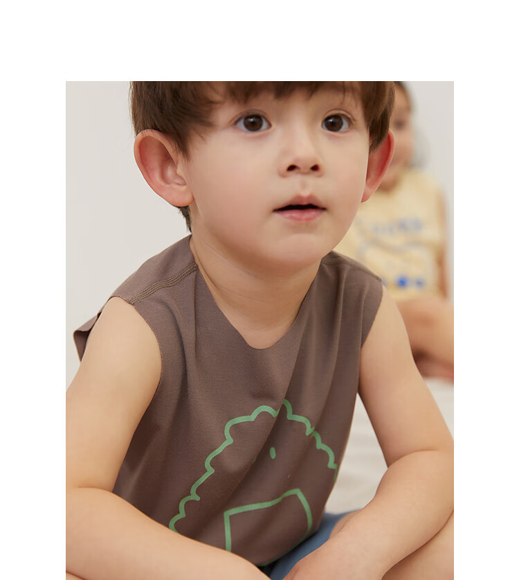 Papapapa Summer Baby Vest Cooling Boys and Girls Fashionable Stylish Vest Dark Brown 80 cm 6