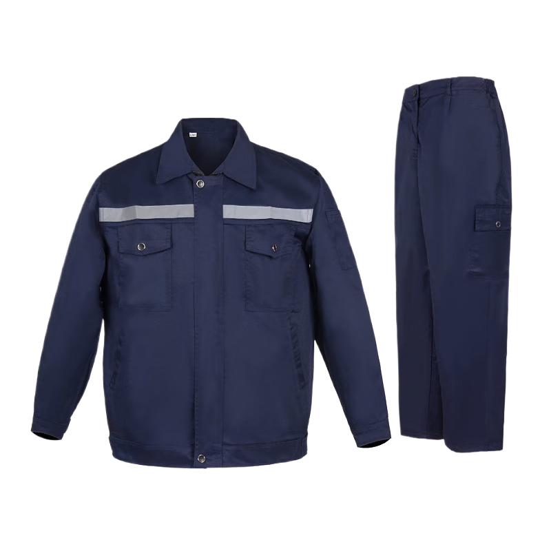 BAIGE Long Sleeve Workwear Set Men Durable Factory Workshop Uniform Reflective Stripes Auto Repair Labor Protection Spring Autumn Dark Blue 2XL/180