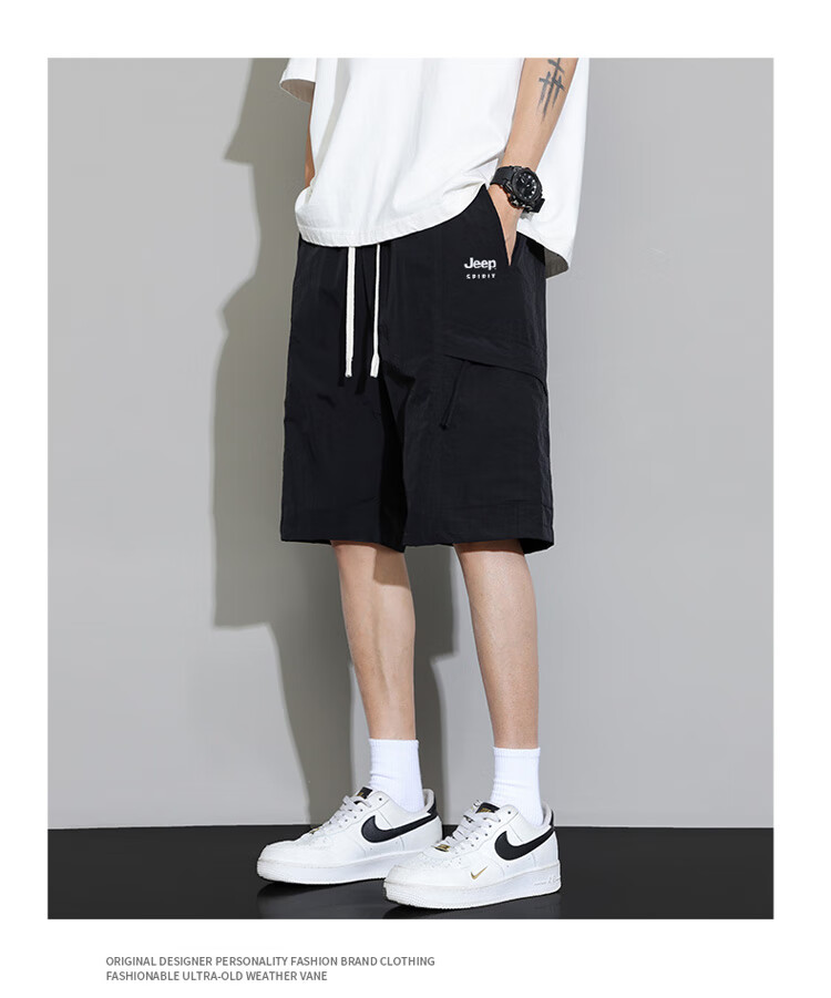 JEEP SPIRIT Men's Shorts, Summer Ice Silk Quick-Dry Sports Pants, Casual Cargo Shorts, Thin Mid-Length Shorts for Outdoor Wear 9