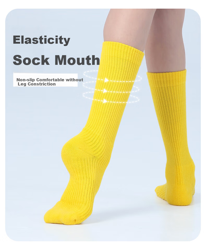 Bowuwuyuan Dance Socks, Cotton Mid-Calf Socks, Thickened Terry Bottom, Non-Slip, for Girls' Ballet Practice And Modern Dance 3