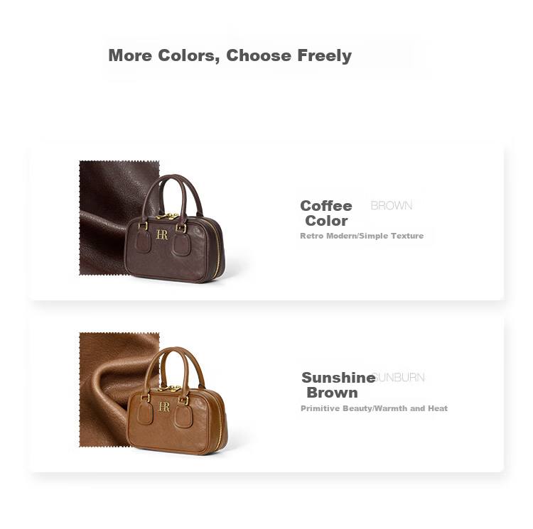HR Women's Handbag, Shoulder Crossbody Bag, Ladies' Tote Bag, Vegetable-Tanned Cowhide Boston Bag, Handheld Bag, Birthday Gift for Wome 13
