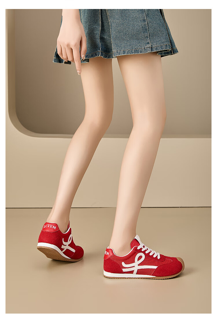 LA CHAPELLE Women's Mesh Casual Low-top Sneakers Red Size 39 7