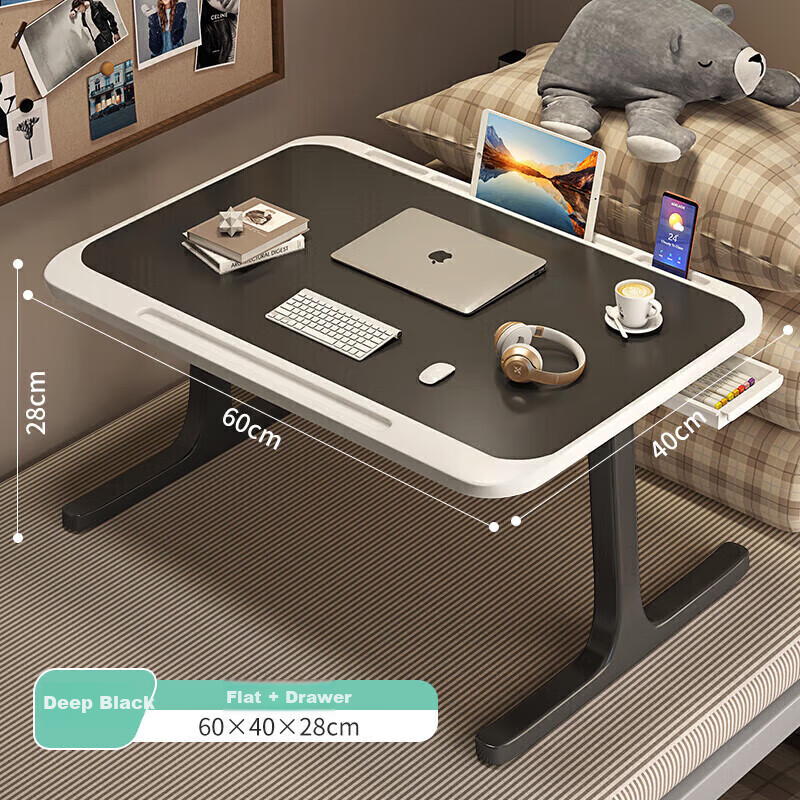 XIAOJIANGCAI Multifunctional Small Table Bedside Desk Computer Desk Bedside Study Table Folding Table T-Shaped Legs Thickened And Reinforced