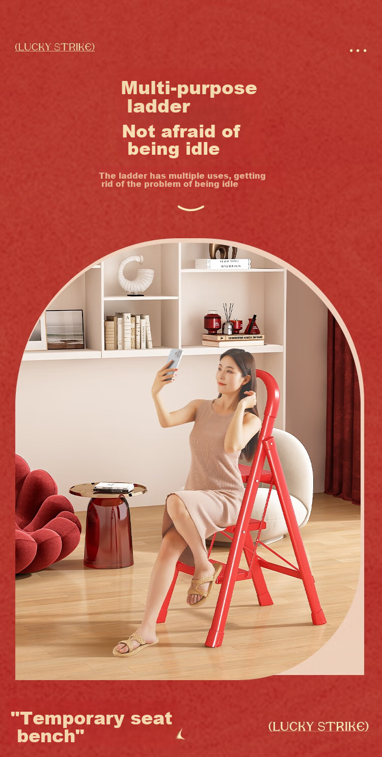 Xinzhu Folding Ladder for Home Use, A-Frame Ladder, Extendable Thickened Indoor Multi-Functional Ladder, Climbing Ladder, Five-Step Ladder 11