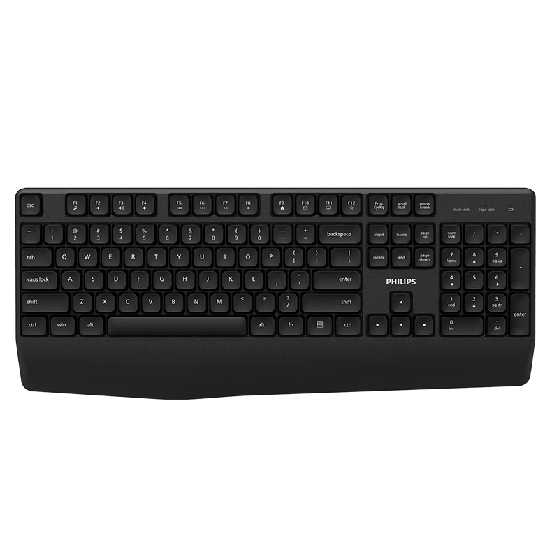 PHILIPS SPK6348 Wireless Keyboard with Palm Rest, Ergonomic Quiet Home Office Business Keyboard for Desktop And Laptop Computers, Enterprise Procurement, Black