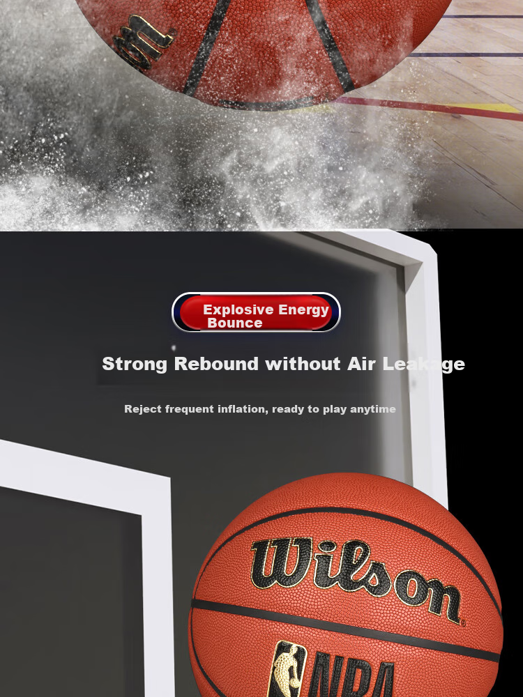 Wilson NBA ETERNAL PLUS Series No. 7 Basketball, New Moisture-Absorbing PU Adult Basketball 7