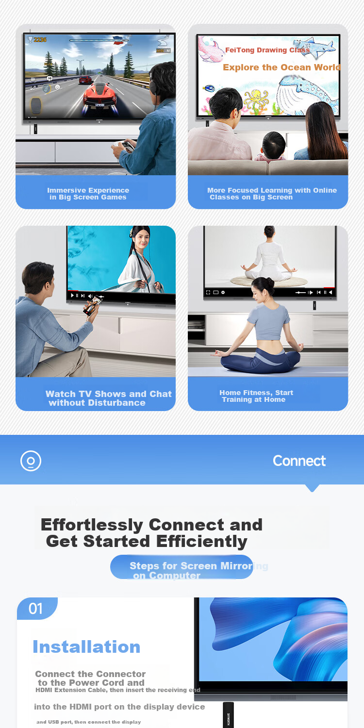 Skyworth Wireless Screen Mirroring Device, High-Definition Enterprise-Level Office Meeting Home Use, Smart Screen Mirroring for Mobile Phones, Laptops, Monitors And Projectors, HD HDMI One-Click Intelligent Screen Mirroring GDWBZ9-2K 13