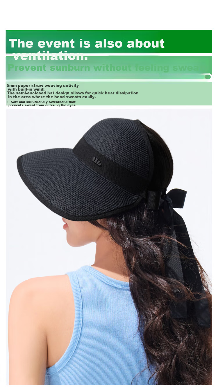 Beneunder Sun Hat for Women, Straw Hat, Sun Protection Hat, Portable Ribbon Hat, Egg Roll GP745 Gray 8