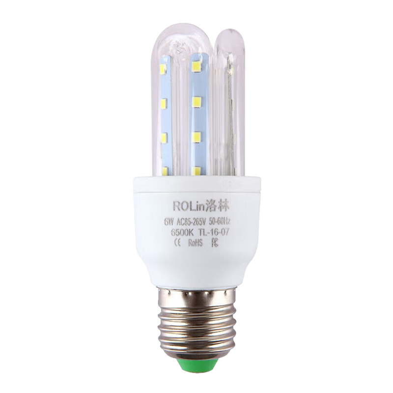 ROLin LED Energy-Saving U-Shaped Corn Bulb 6W White Light E27 Screw Base 6500K