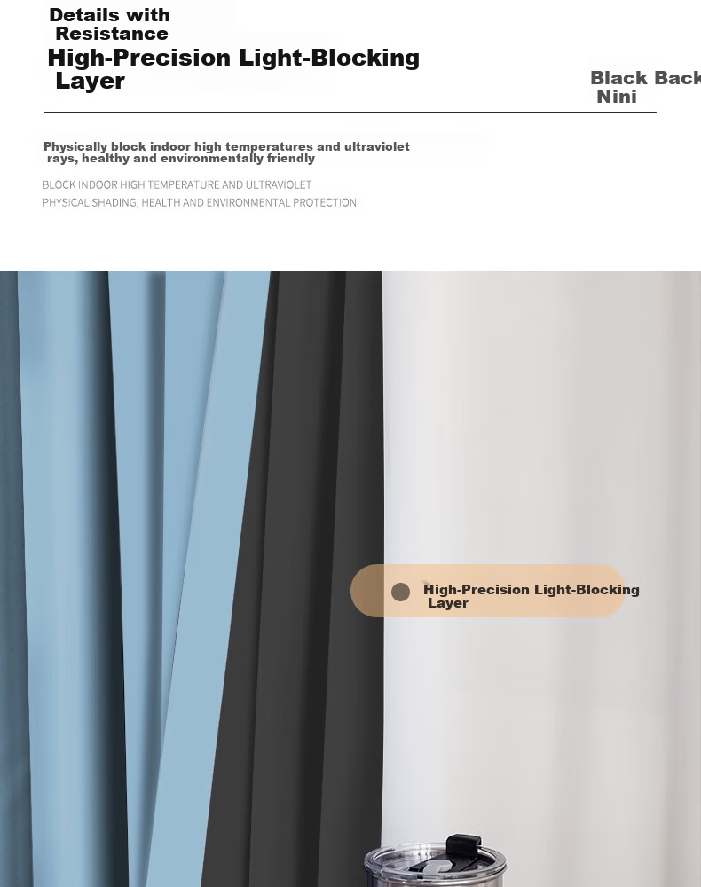 Ali Blackout Curtains, Sunshade Curtains, Ready-Made, No Drilling Required, Soundproof, with Hooks, 2.5*2.4 Meters 4