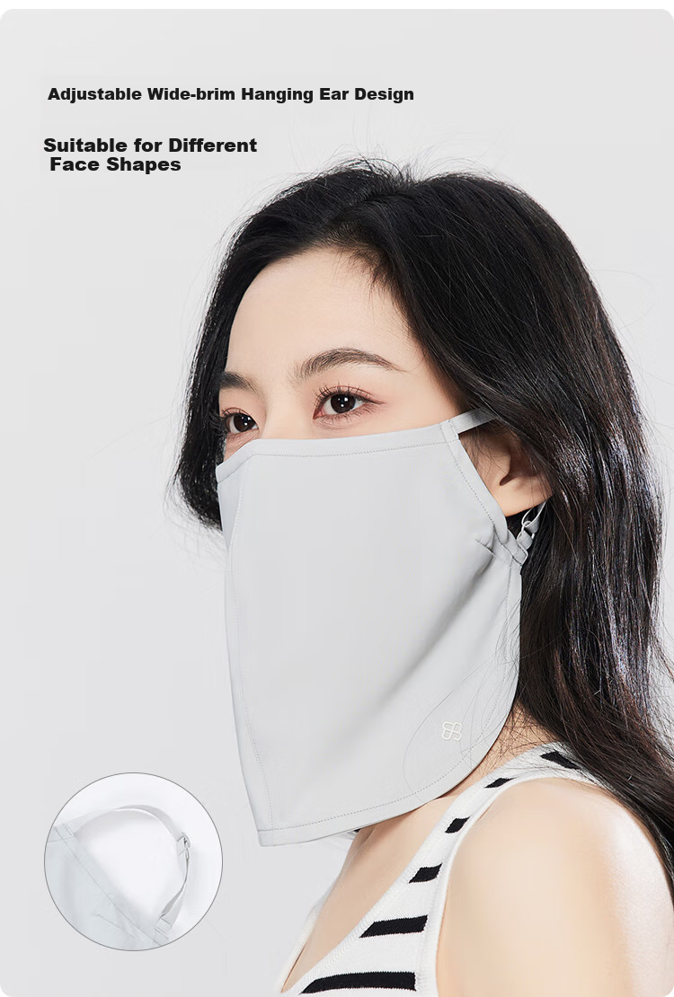 JIUMU Ice Silk Sun Protection Face Mask for Women, Summer Outdoor UV-Resistant Sunshade Veil, Breathable Ear-Hook Full-Face Mask for Driving 4
