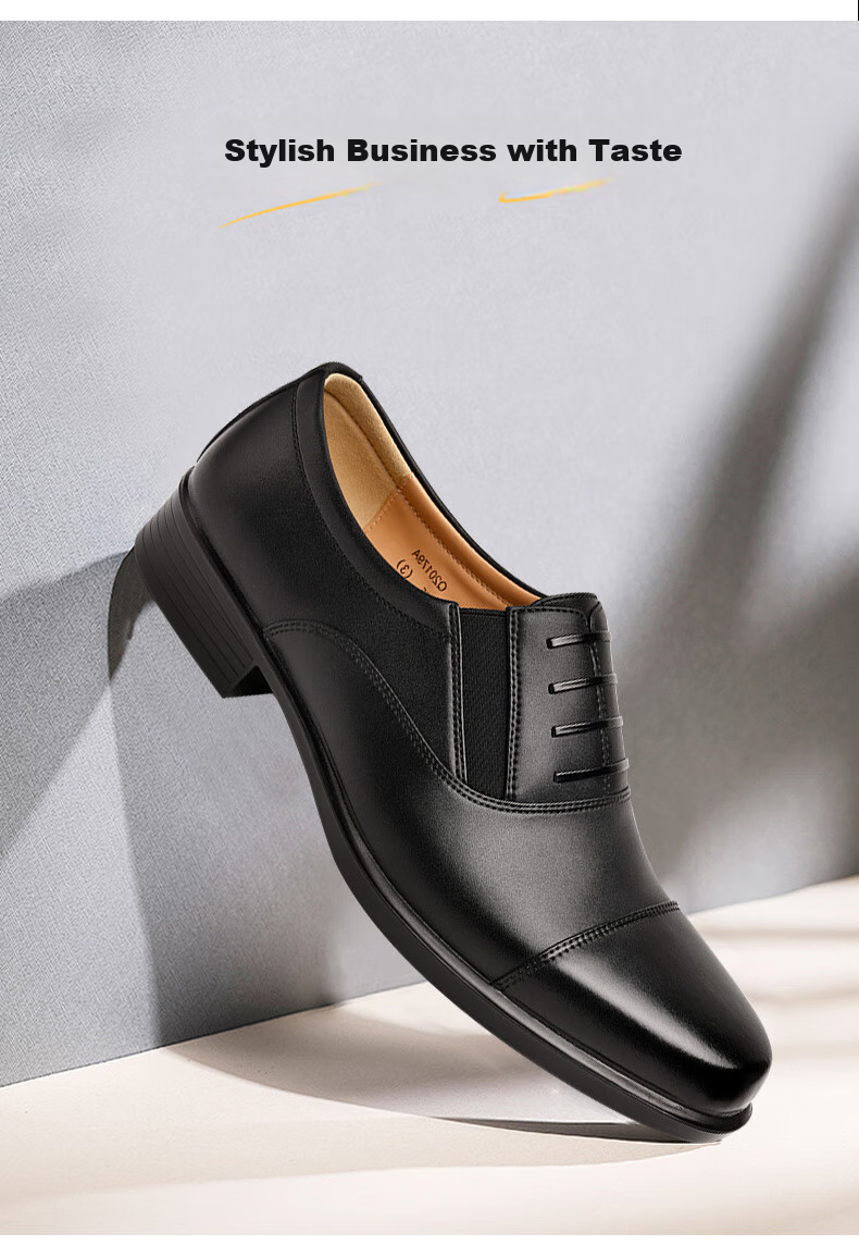JINHOU Three-Joint Leather Shoes for Men, Business Formal Wear Commute Interview Derby Shoes for Men, SQ20179A, Black, Size 42 8