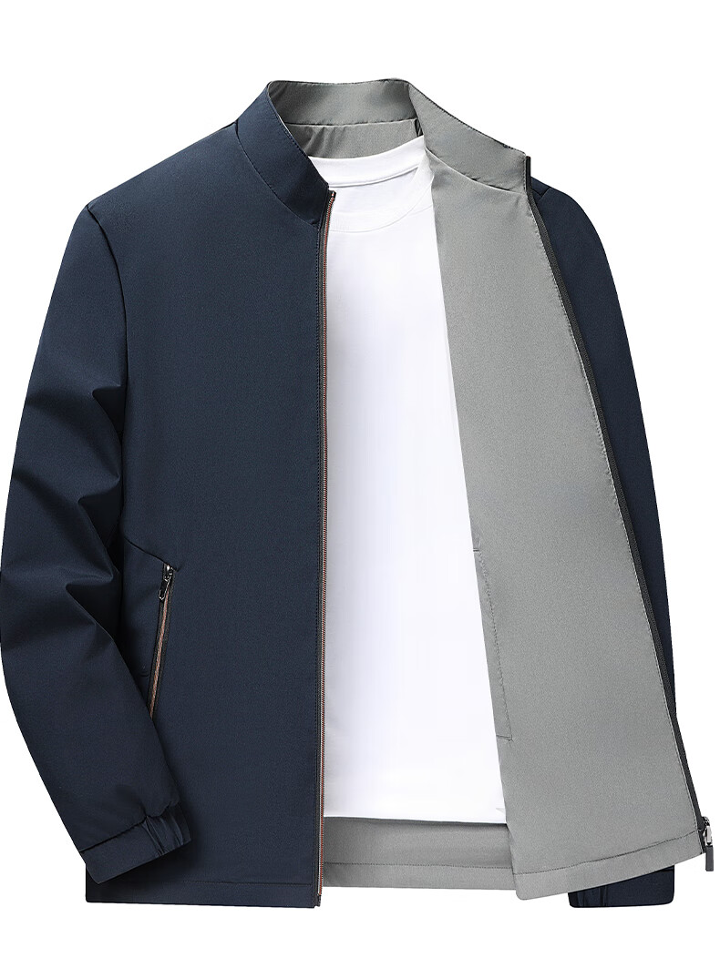 FIRS Double-Sided Wrinkle-Resistant Jacket for Men, Spring And Autumn New Style Business Casual Stand-Collar Short Dad Workwear Coat 9