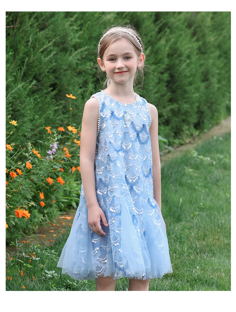 Disney Elsa Princess Dress Girls New Summer Dress Kids Summer Clothing 2026 New Arrival 11