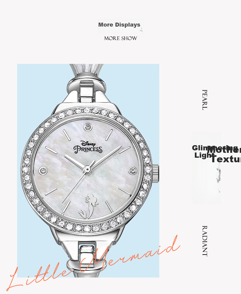 Disney Women's Watch, Mermaid Bracelet-Style Wristwatch, Luxury Niche Waterproof Ladies Watch, Valentine's Day Gift for Girlfriend 12