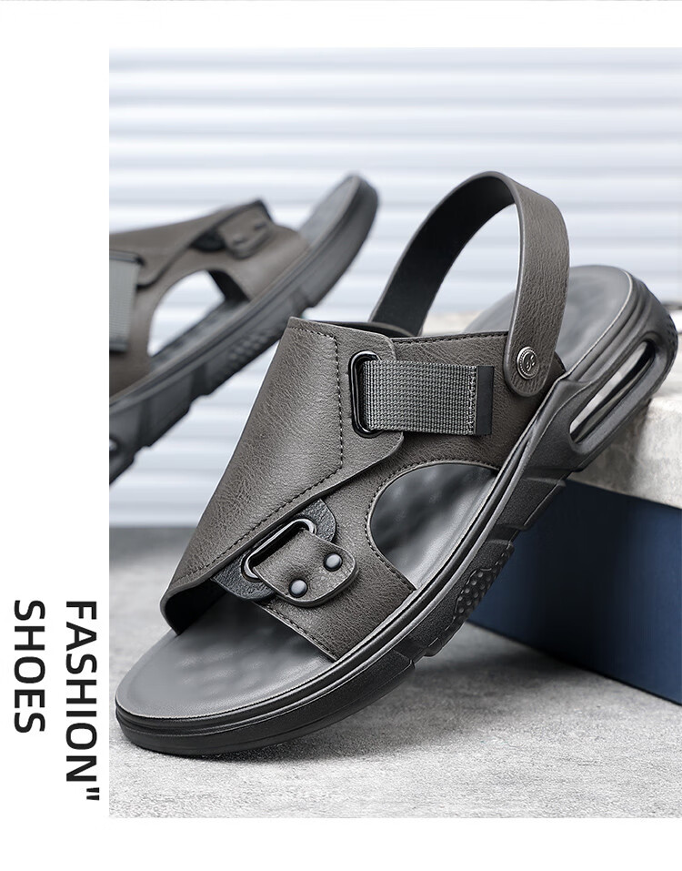PLAYBOY Men's Lightweight Simple Trendy Comfortable Fashion Air Cushion Sandals Black Size 44 3