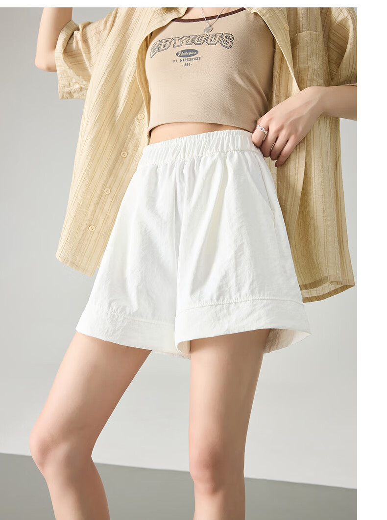 BOPRUIEY Women's Summer 2025 New Loose-Fit Casual Sports Quick-Drying Breathable Thin White Shorts 7